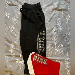 Women’s small Victoria’s Secret PINK sweatpants with bling logo down legs